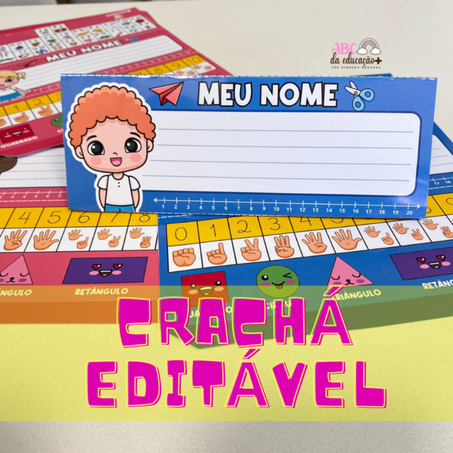 Crachá de Mesa Tridimensional Editável no Word Loja ABC da Educação