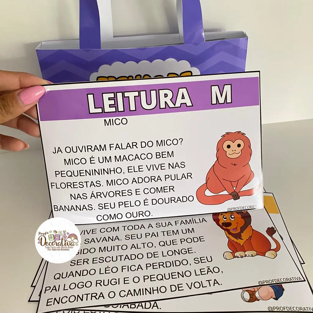 Fichas de Leitura de A a Z- Letra Bastão - Imagem 5