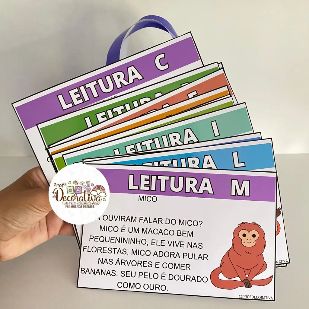 Fichas de Leitura de A a Z- Letra Bastão - Imagem 4