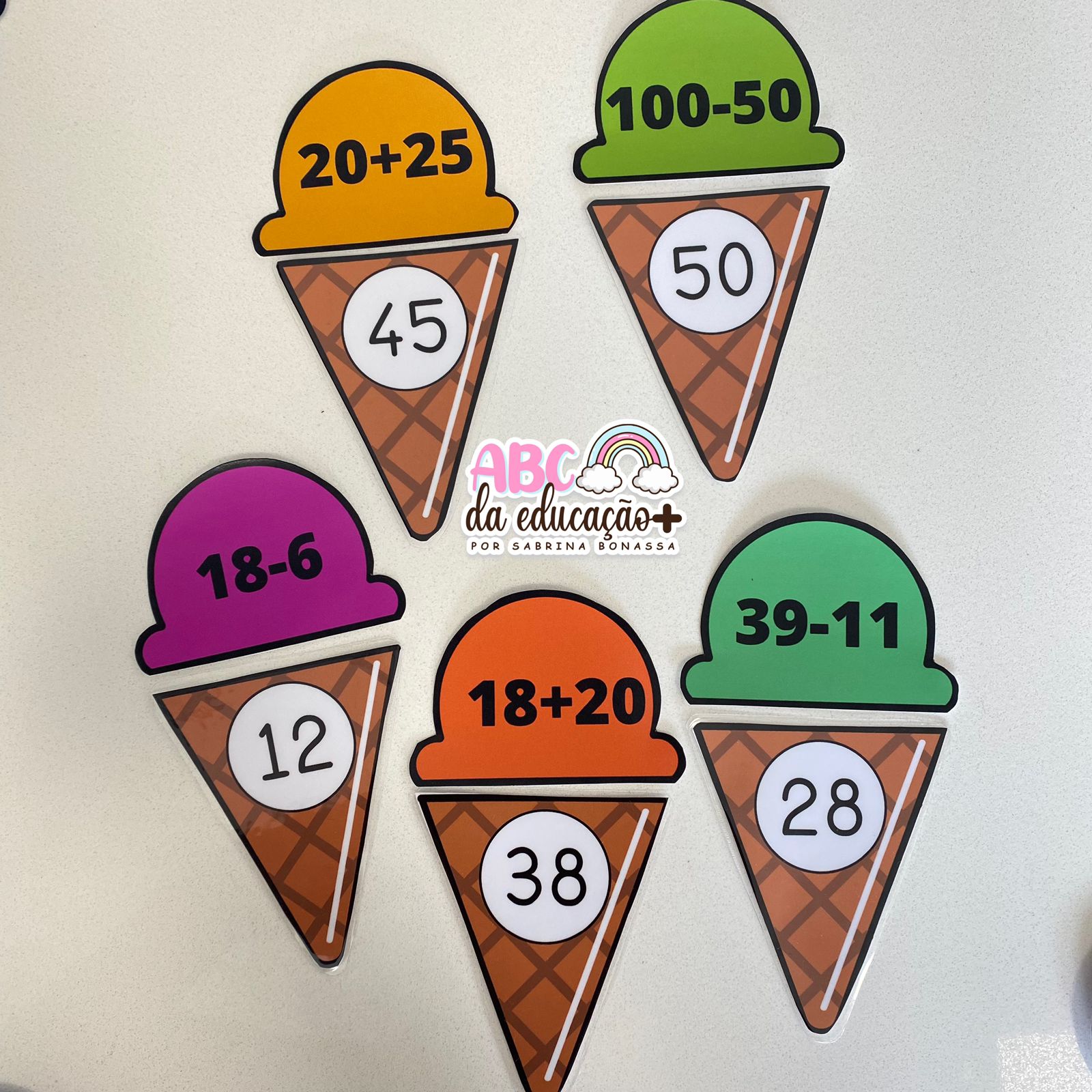 Ice Cream Subtraindo, Jogo Pedagógico 30 Operações Matemáticas para  Alfabetização, Ideias e Palavras