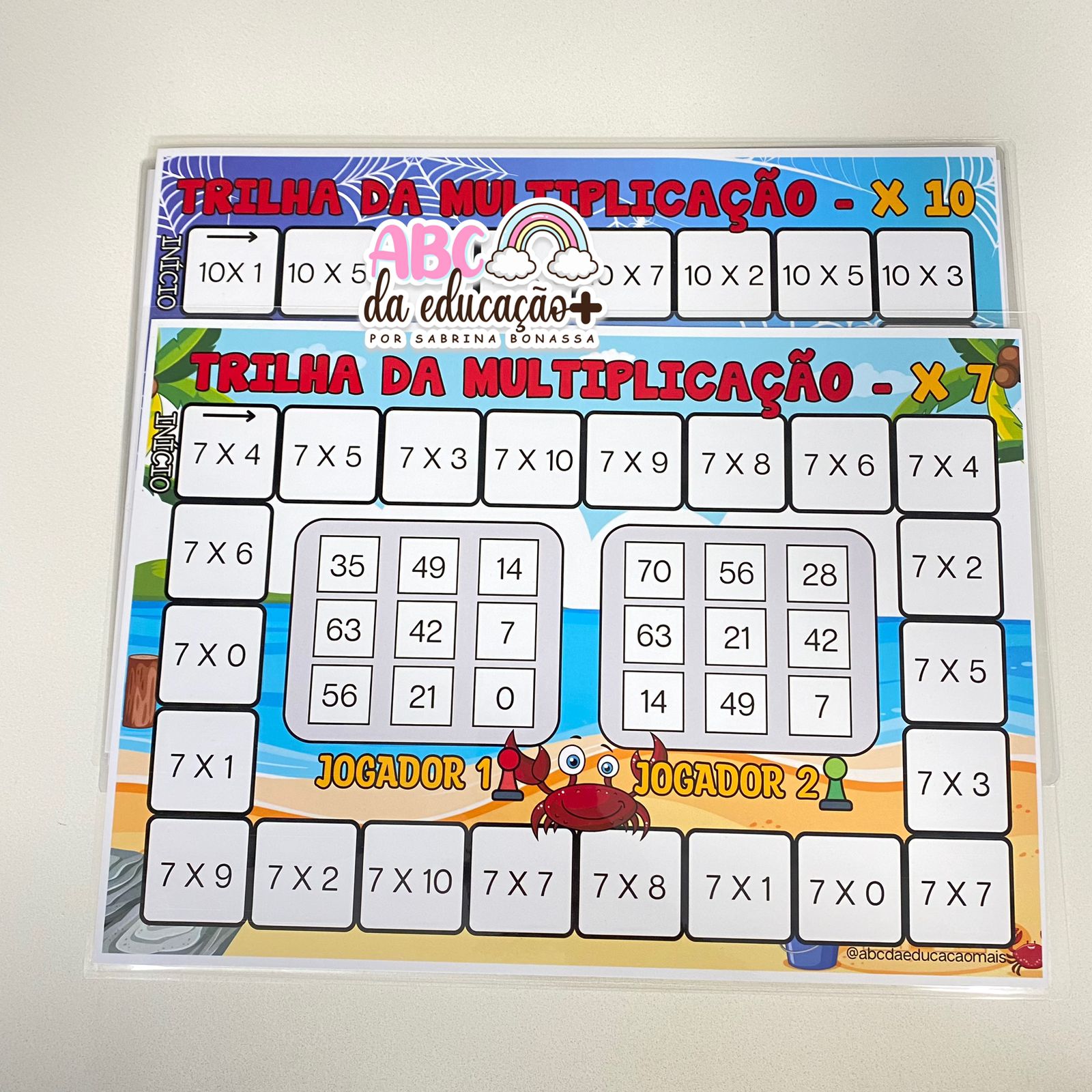 Jogo de Matemática. Trilha da tabuada, multiplicação. Foto: Leo