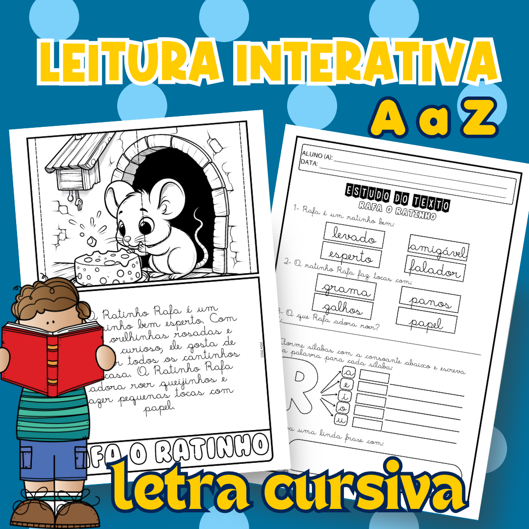 Leitura Interativa Para Alfabetização de A a Z – Letra Cursiva