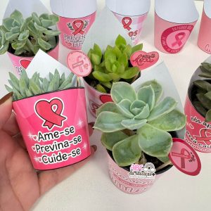 Lembrancinha Outubro Rosa – Suculentas 10 modelos