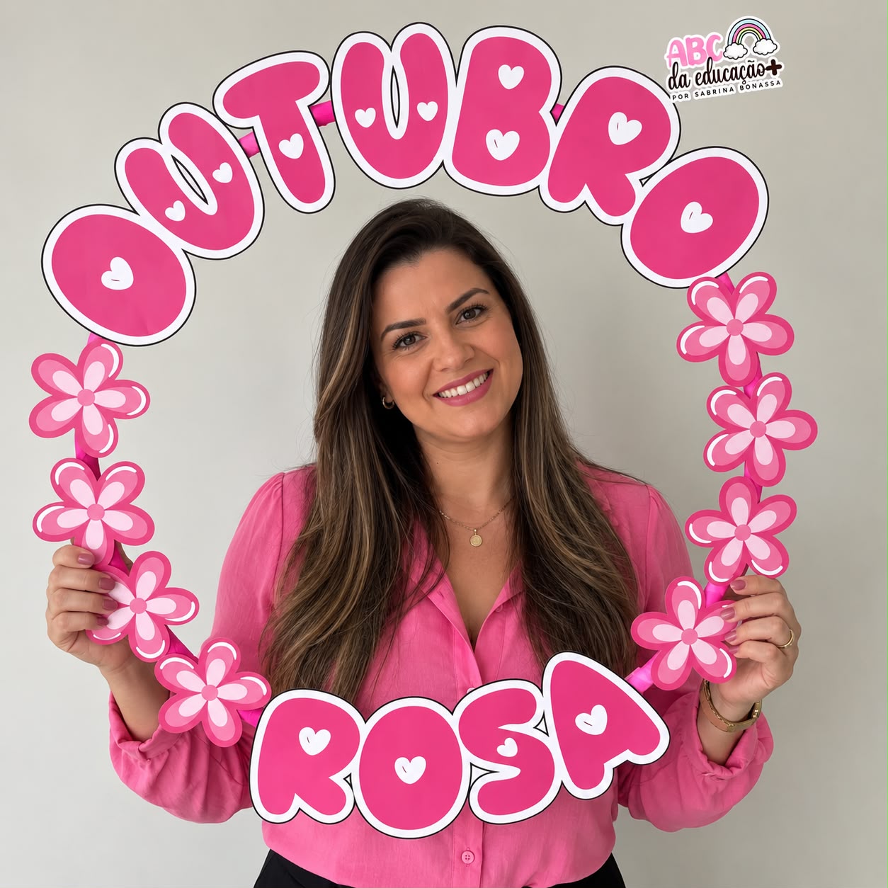 Moldura de Fotos Outubro Rosa para Bambolê - Imagem 2