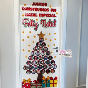 Painel de Porta Natal – Árvore com Fotos Editáveis