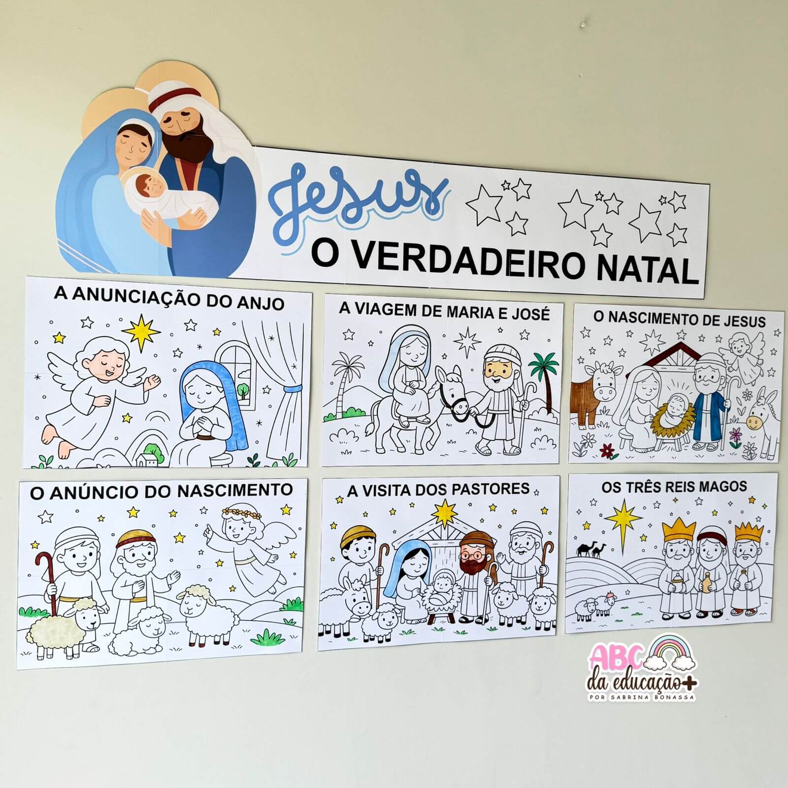 Painel de Natal Nascimento de Jesus – Para Colorir