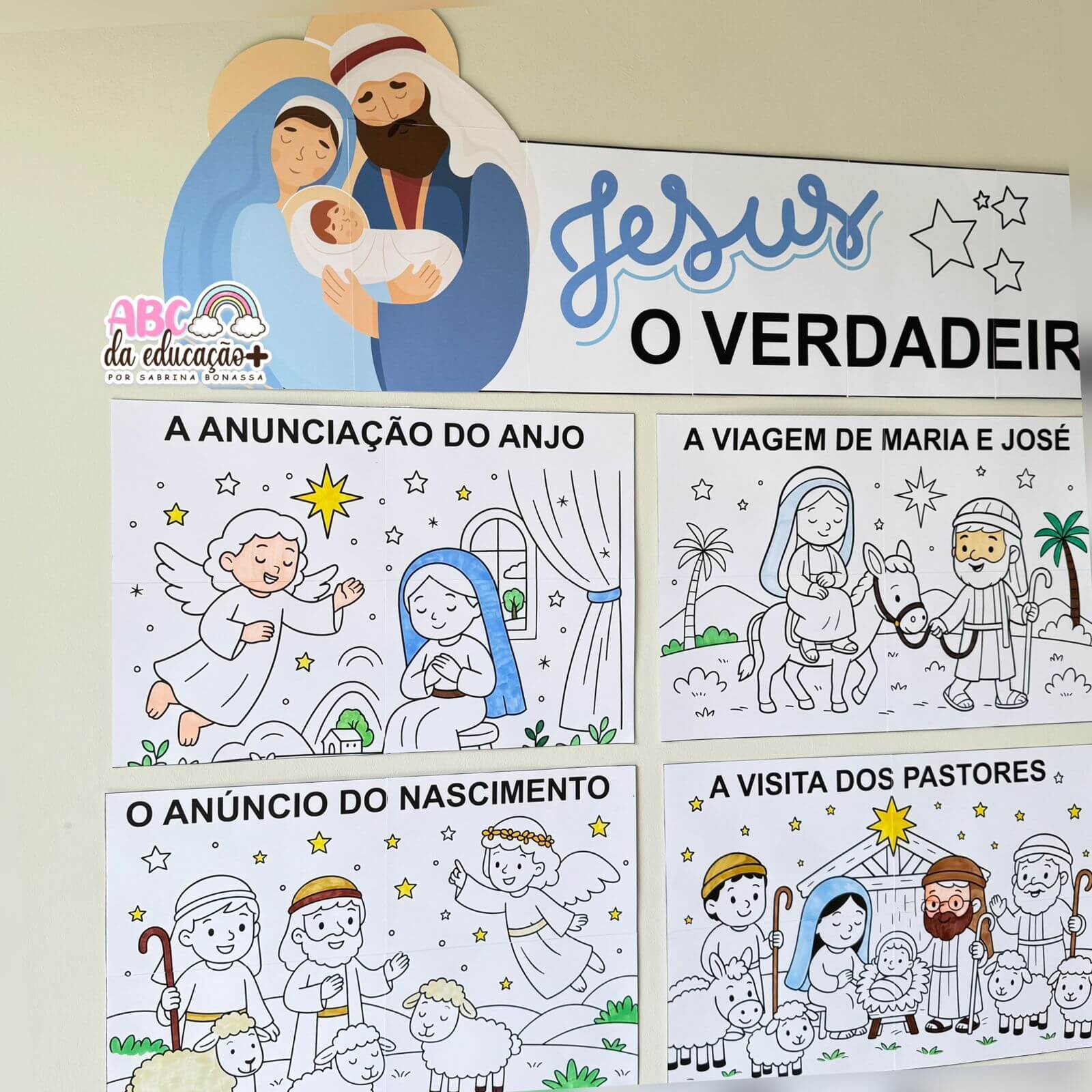 Painel de Natal Nascimento de Jesus – Para Colorir - Imagem 2