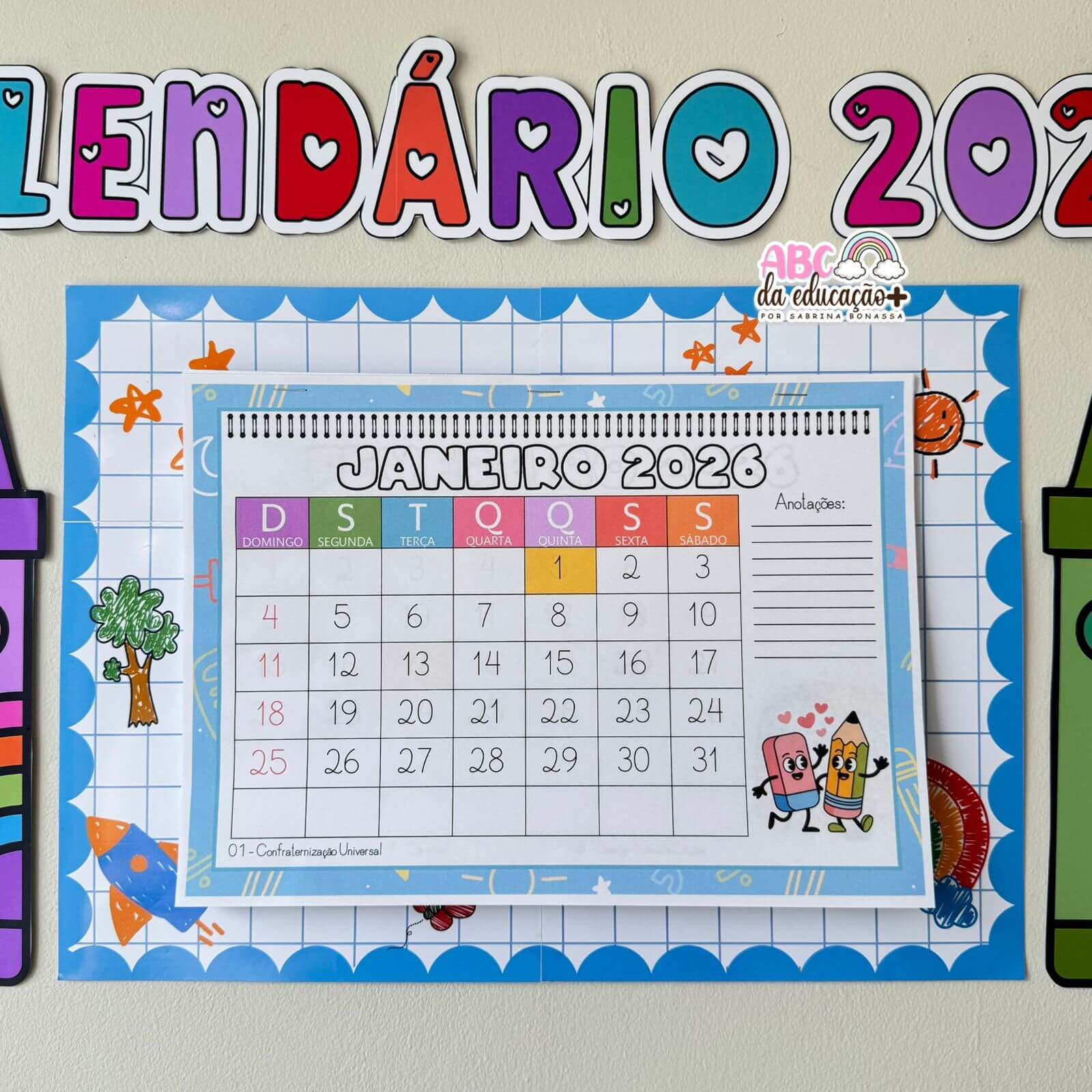 Calendário Escolar 2026 – Tema Escola - Imagem 5