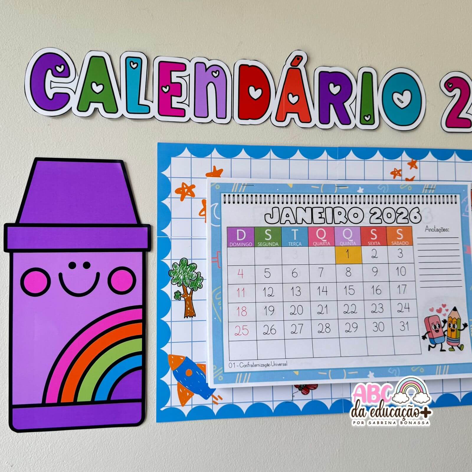 Calendário Escolar 2026 – Tema Escola - Imagem 3