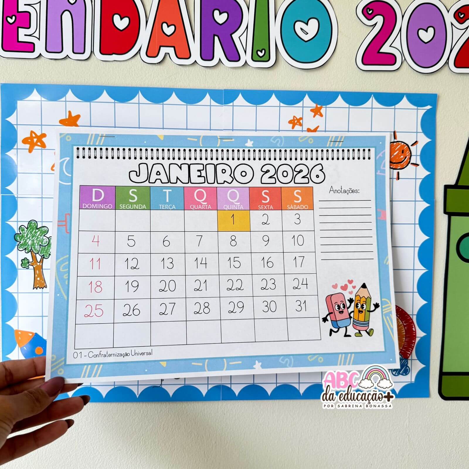 Calendário Escolar 2026 – Tema Escola - Imagem 2