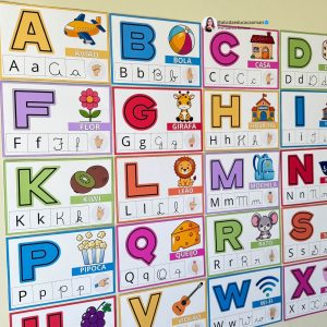 Alfabeto de Parede Inclusivo com Libras e os 4 Tipos de Letra