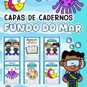 Capinhas de Caderno – Tema Fundo Mar (Coloridas e para Colorir)