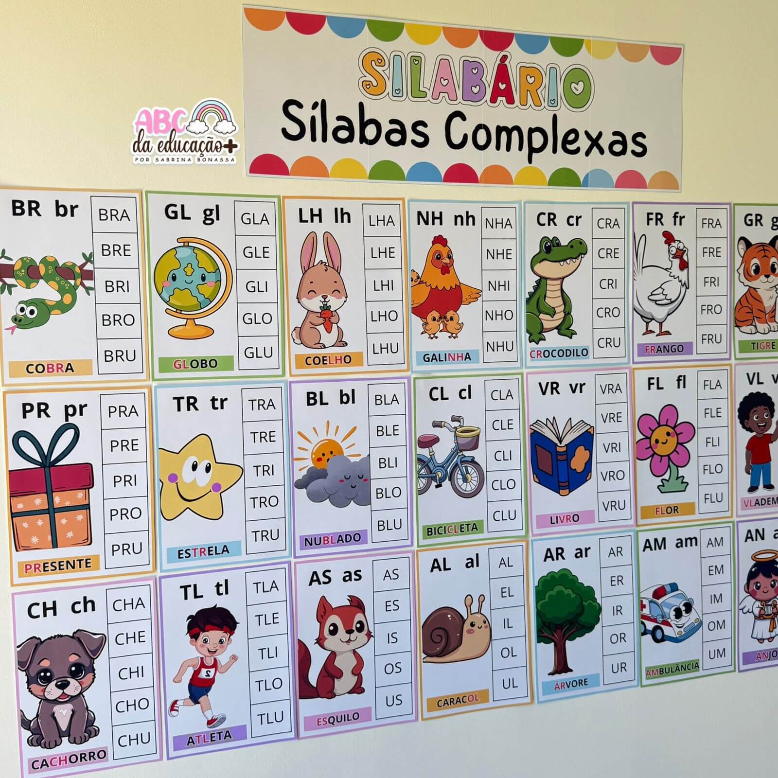 Silabário de Parede Ilustrado Sílabas Complexas– 3 Modelos Inclusos - Imagem 3