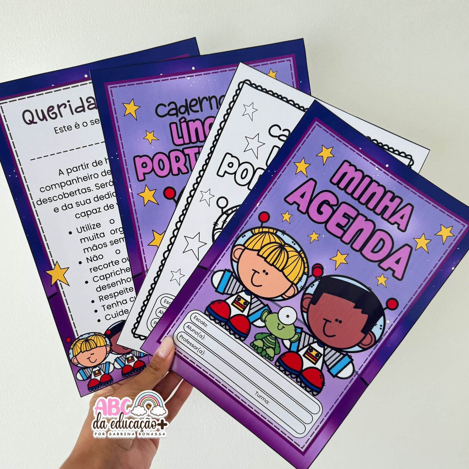 Capinhas de Caderno – Tema Astronauta (Coloridas e para Colorir) - Imagem 2