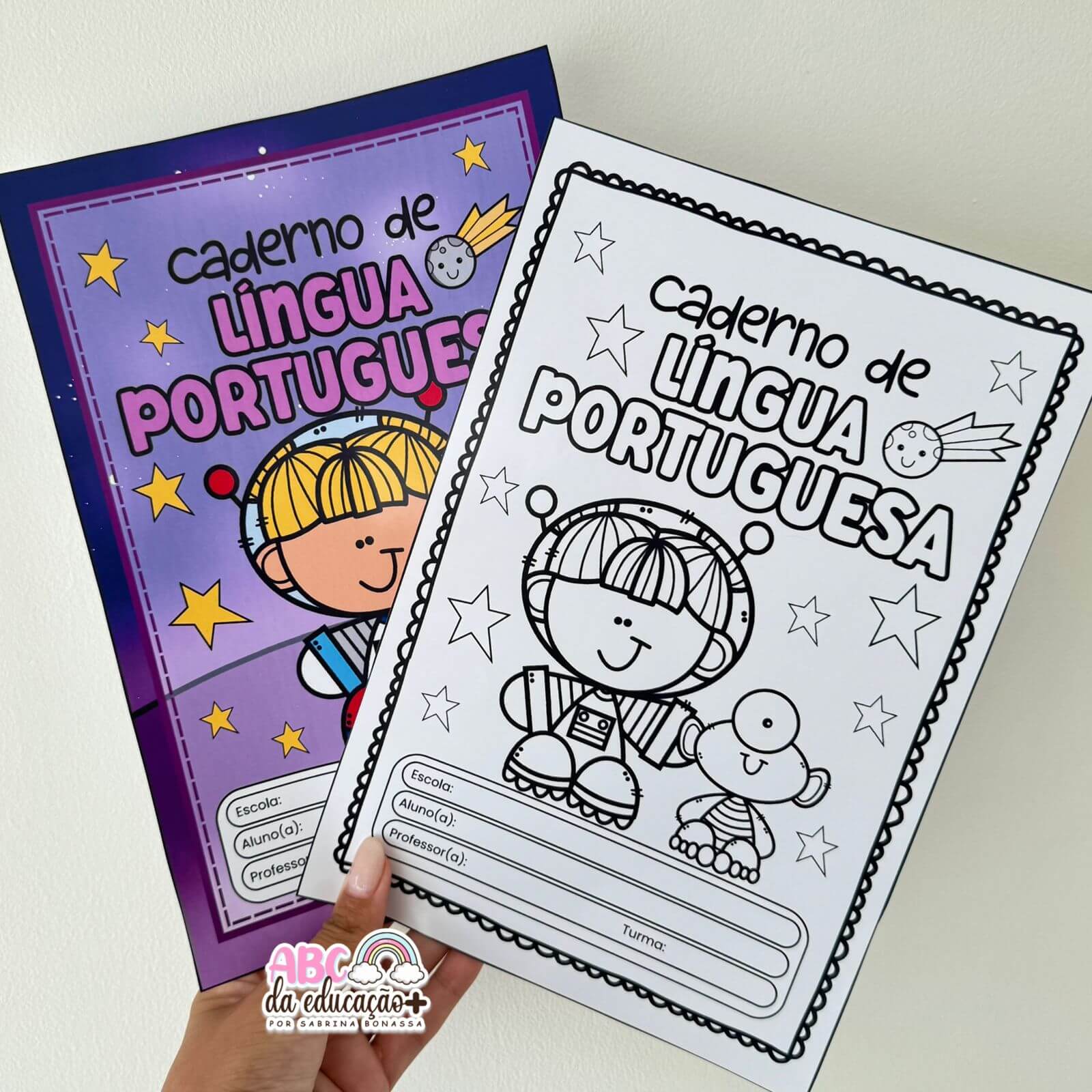 Capinhas de Caderno – Tema Astronauta (Coloridas e para Colorir) - Imagem 3