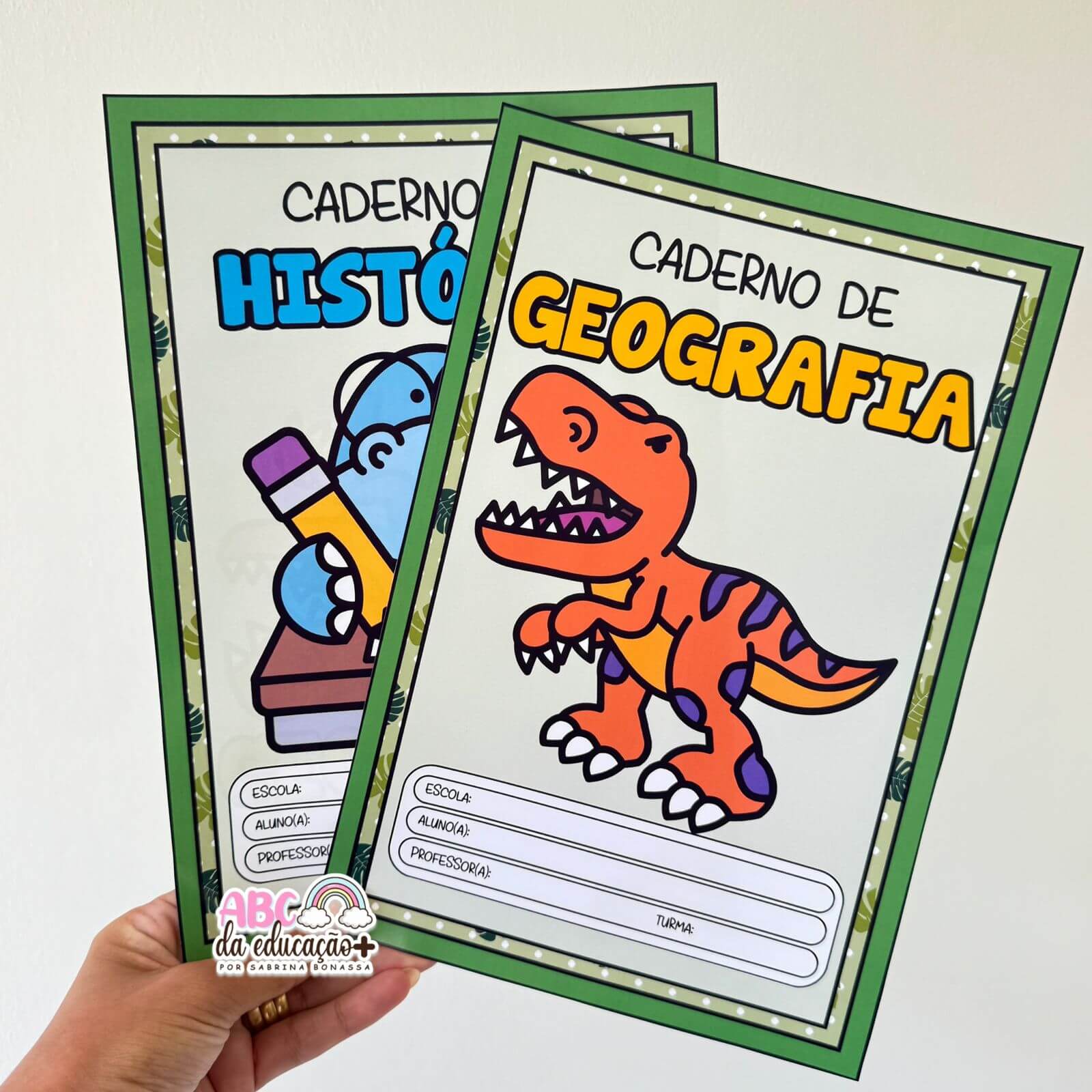 Capinhas de Caderno – Tema Dinossauros (Coloridas e para Colorir)