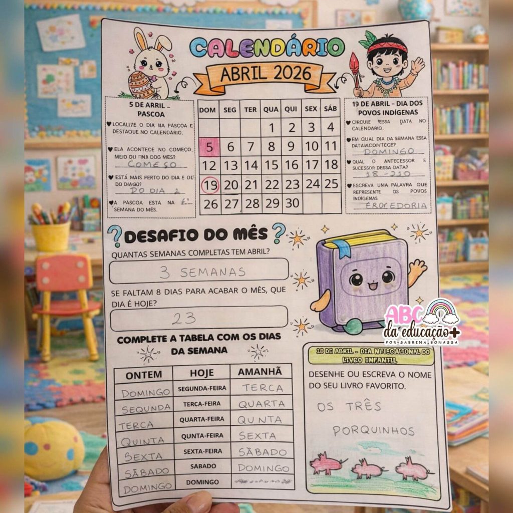 Explorando o Calendário – Abril 2026 – Loja ABC da Educação Mais – Por ...