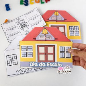 Atividade Criativa Dia da Escola – Cartão Escola Dobrável