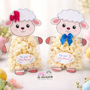 Lembrancinha de Páscoa Cristã – Cordeirinho com Pipoca