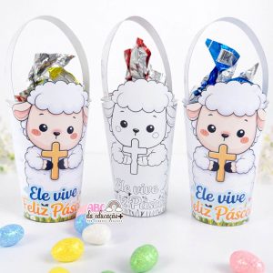 Lembrancinha Copo de Páscoa Cordeirinho