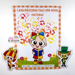 Painel Dia do Livro Infantil Emília Carimbo com as Mãos