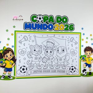 Painel Coletivo para Colorir Mascotes da Copa
