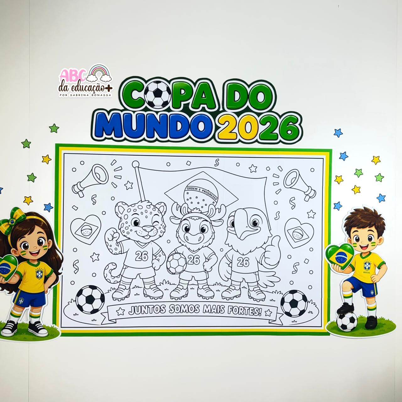 Painel Coletivo para Colorir Mascotes da Copa - Imagem 3
