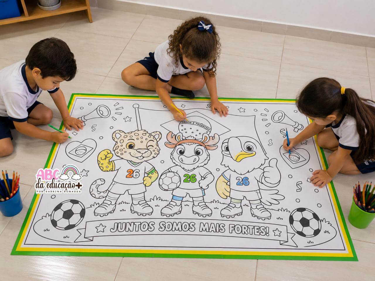 Painel Coletivo para Colorir Mascotes da Copa - Imagem 2