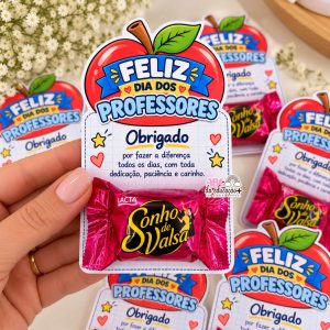 Cartão Maçã Dia dos Professores – Post-it e Bombom